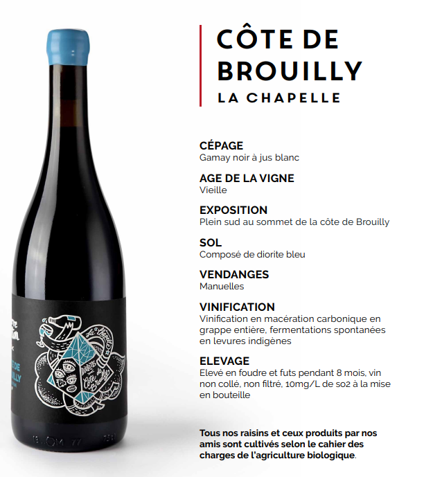 Marine Bonnet & Pierre Cotton (France – Beaujolais) – Côte de Brouilly La Chapelle 2023 ; Magnum 1,5l