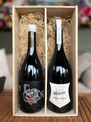 Box cadeau - Champagne et Beaujolais pour une table conviviale